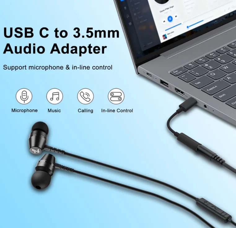 USB-C-헤드폰잭 어댑터 3.5mm 암-USB-C-수 오디오 케이블 코드 삼성 갤럭시 S25/S25 울트라/S24/S24 호환