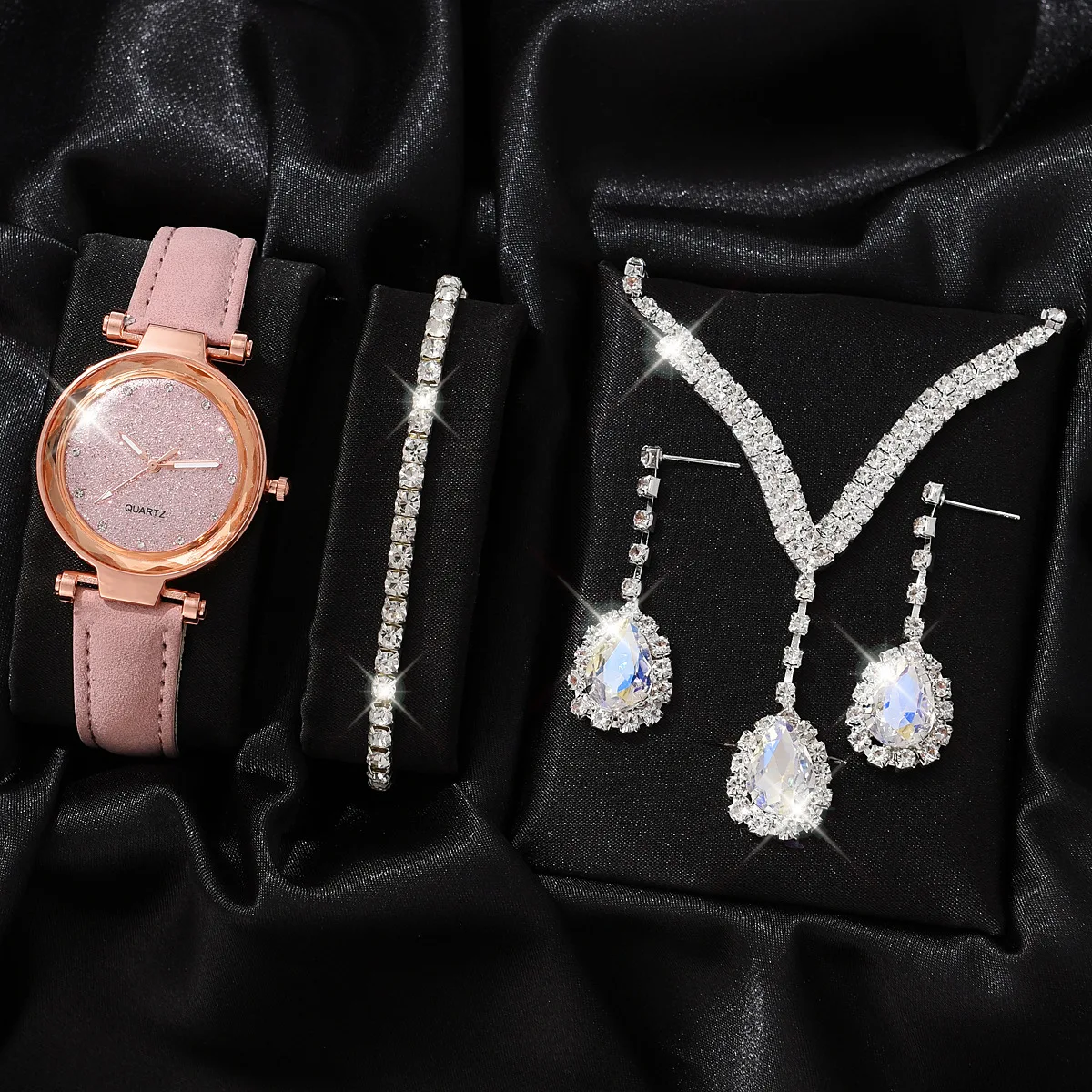 

reloj dama Women Quartz Watch Set Crystal Design Bracelet Necklace Watch Sets Female Jewelry Fashion Luxury Watch Lady's Gift