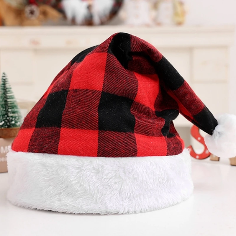 Plush Christmas Santa Red Green Blue Hat Merry Christmas Home