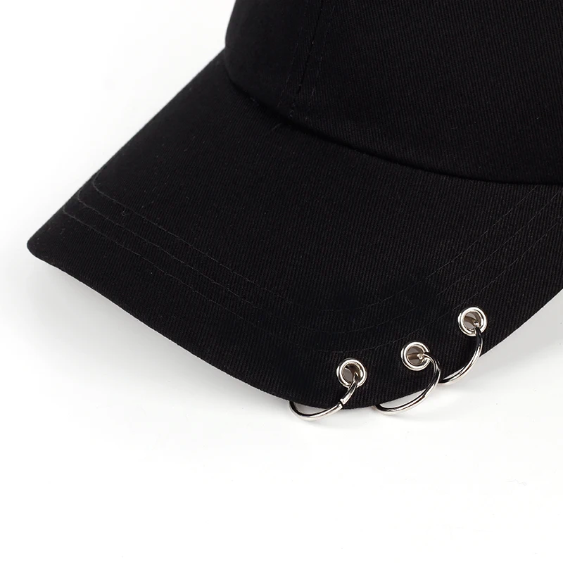 Baseballkappe mit Kreisring, Snapback-Hüte für Damen und Herren, Unisex, Hip Hop, Schwarz, Weiß, verstellbar, einfarbig, Kpop, lässig, Neu – Detail 6
