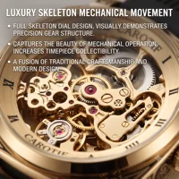 Une montre décontractée et élégante pour homme, de couleur jaune-vert, dotée d’un bracelet orné de motifs gravés complexes et d’un mouvement mécanique entièrement automatique. 4