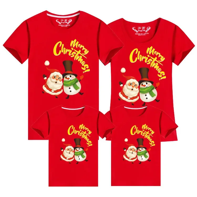 Camisetas suaves de algodón navideñas a la moda, camisetas familiares a juego, ropa con estampado de Papá Noel, camisetas para parejas, conjuntos familiares para papá, mamá e hija