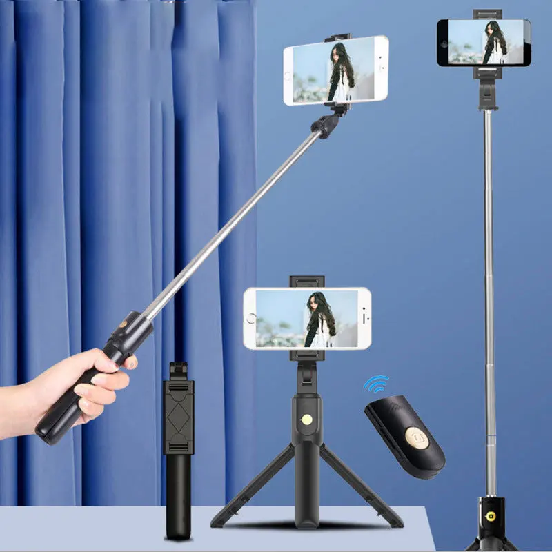 Universal Portable Wireless Selfie Stick Tripod Stand With Bluetooth Remote Extendable Mini Tripod For Mobile Phone Video Photo