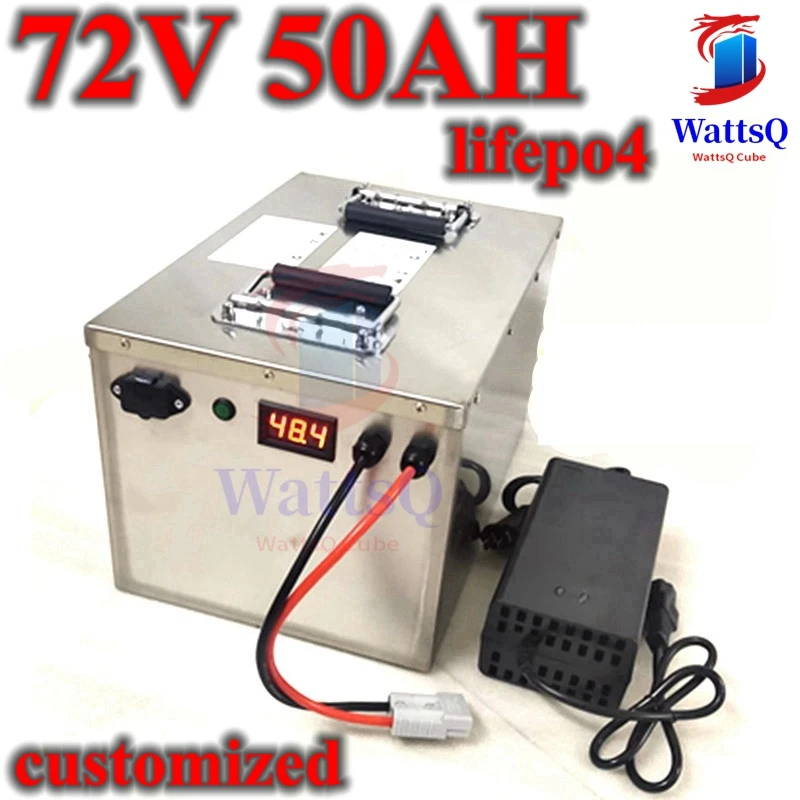 

lithium 72v 50Ah lifepo4 battery BMS for 3000w 4000w solar energy RV EV scooter bike power supply motorhome + 10A charger