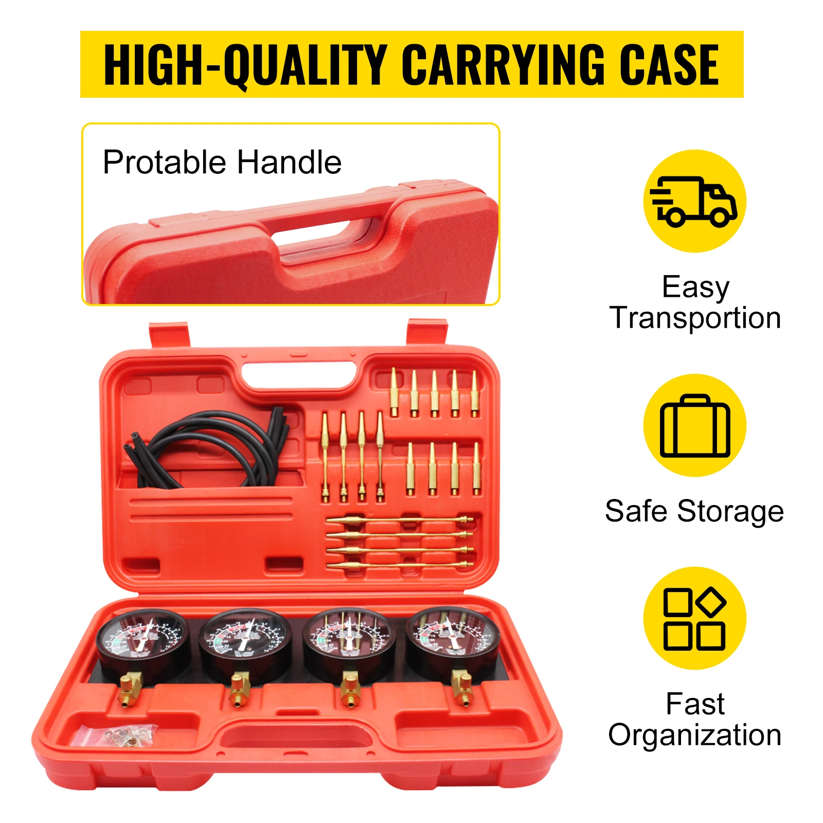 SucceBuy Fuel Vacuum Carburetor Synchronizer Carb Tool sync 4 Gauge Set with Rubber Hose Vacuum Balancer Meter Kit For Motorbike