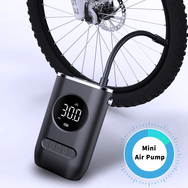 

Mini Electric Air Pump Portable Bicycle Cordless Inflator Presta Schrader Valve Outdoor Road MTB Bike Aluminum Tire Pump