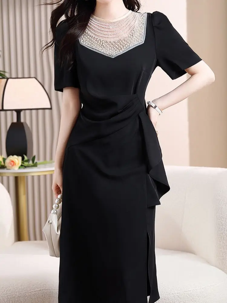 

Женское шикарное Платье До Колена, элегантное офисное платье с коротким рукавом для выпускного вечера, лето 2023