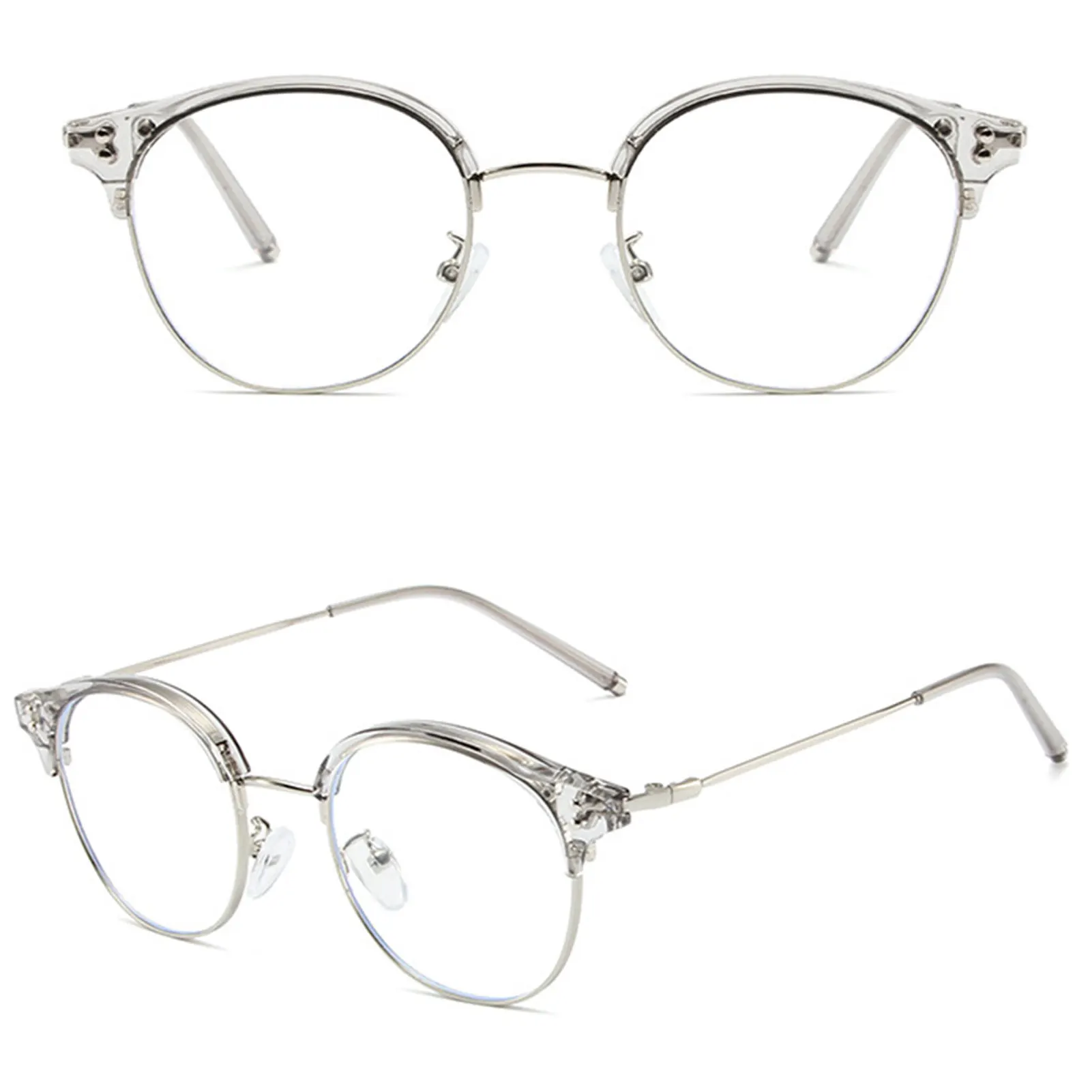 

Half Frame Anti Blue Light Eyeglasses Ultra Lightweight Face Thin Decorative Glasses Trendy Decoration for Unisex