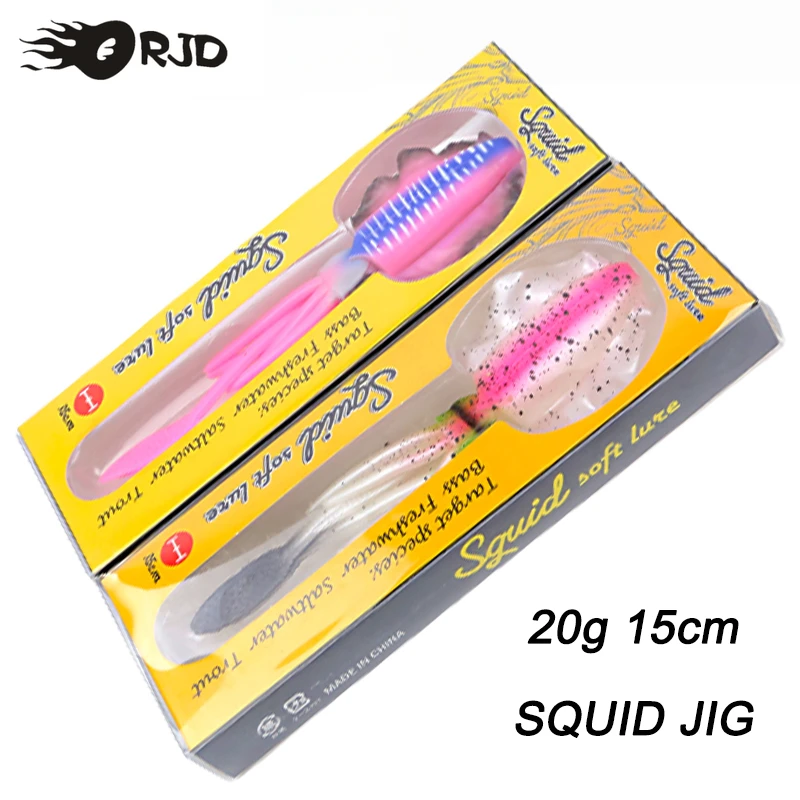 

ORJD Boat Fishing Deep Sea Fishing Squid Jigs lure for Saltwater Soft Artificial Rigged Squid Jig Trolling Lures 20g