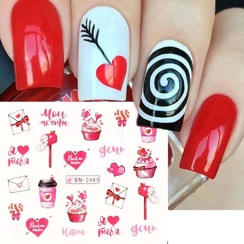 Valentines Decal Nail Stickers Red Love Heart Cupid Bow Arrow Self-adhesive  Slider Letters Nail Art Decoration For Manicure Lebn - Stickers & Decals -  AliExpress