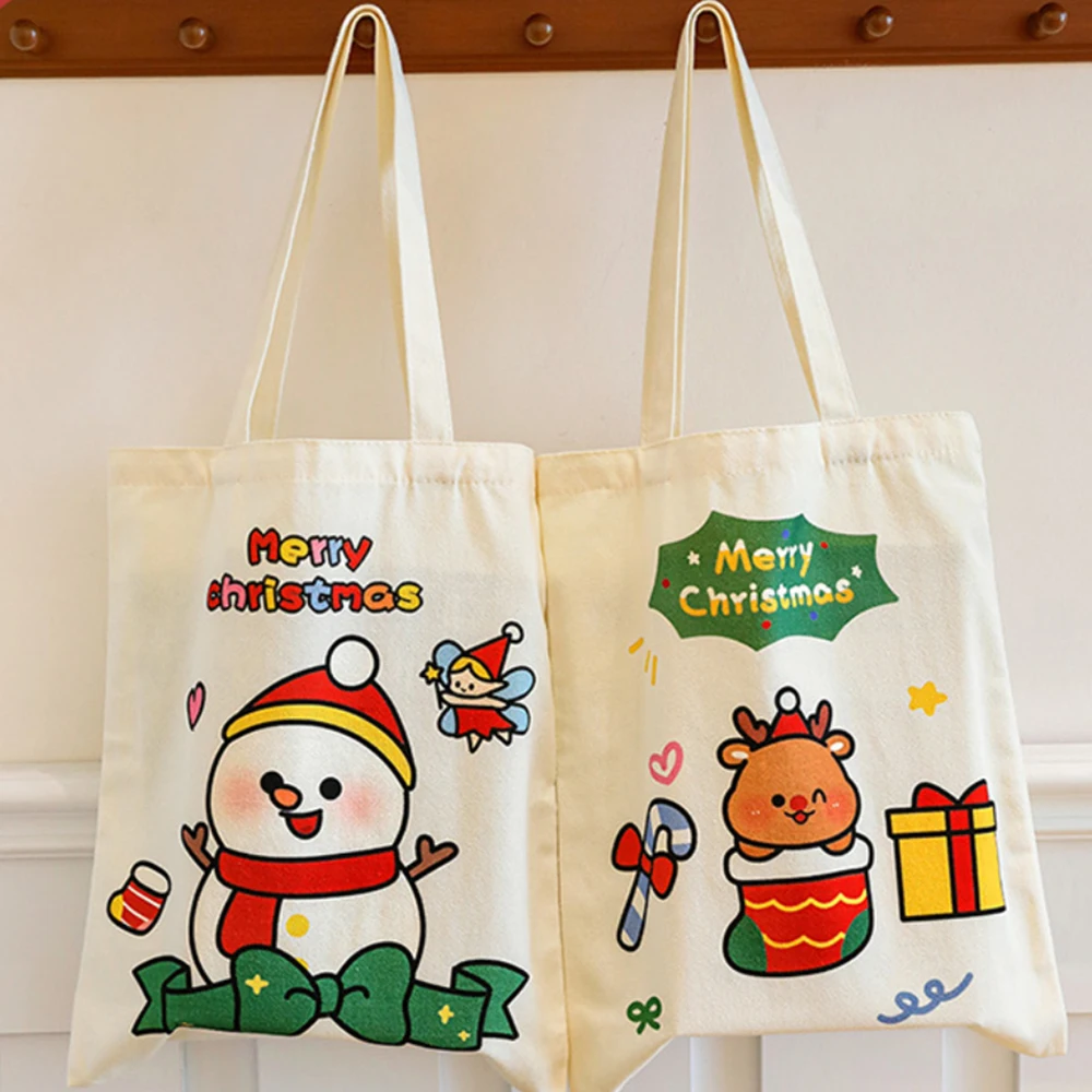 Christmas Gift Bag Cartoon Santa Claus Elk Xmas Tree Handheld Canvas Bag Merry Christmas Decor Natal Navidad Happy New Year