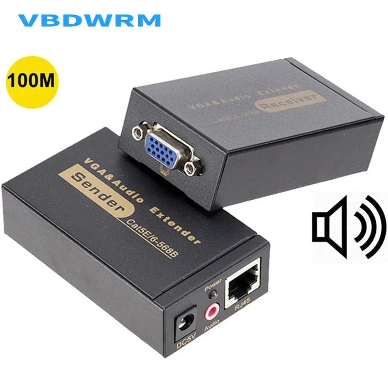 VGA UTP Extender VGA Extender RJ45 Extension Cable to Ethernet RJ45 Converter Repeater over cat5e/6 cable up to 100M/60M