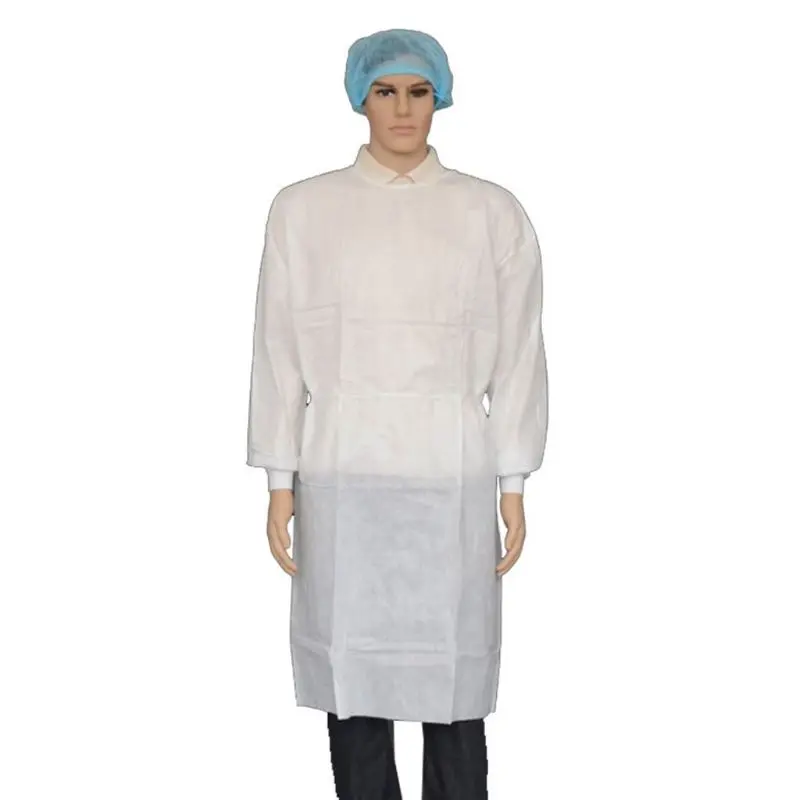Non-Woven Isolation Gowns Durable Disposable Fluid Resistant Size Fit All