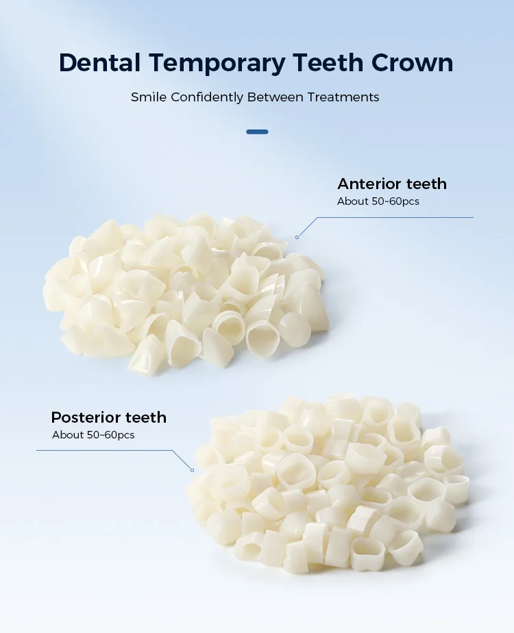 50 Stück Harz-Dentalprovisional Veneers A1/A2 Shade Ultradünne temporäre Kronen für obere vordere und vordere und backenzähne AZDENT – Detail 1