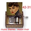 Audrey Hepburn Song Moon River music theme Wooden Music Box Hand Movie Fans Christmas Birthday Gift Craft 3