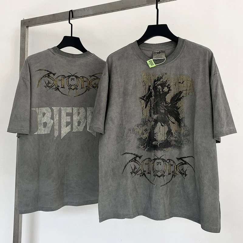 

Y2k Vintage Men's Summer Casual Loose Cotton O-Neck Short Sleeve T-shirt Oversized American Fashion Retro Short Sleeve T-shirt
