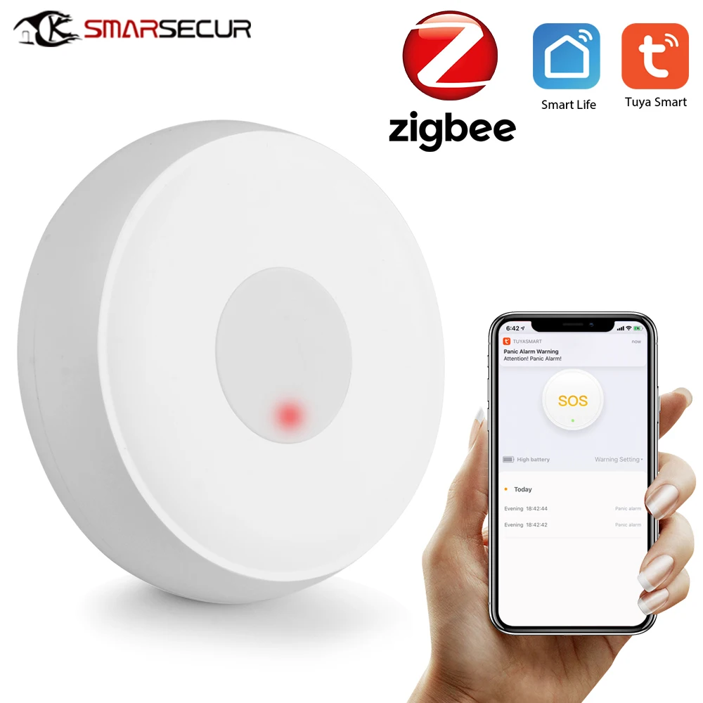 Zigbee Wireless SOS/Emergency Button Pager for Fall Alarm Patient Alert System Work with Tuya Hub