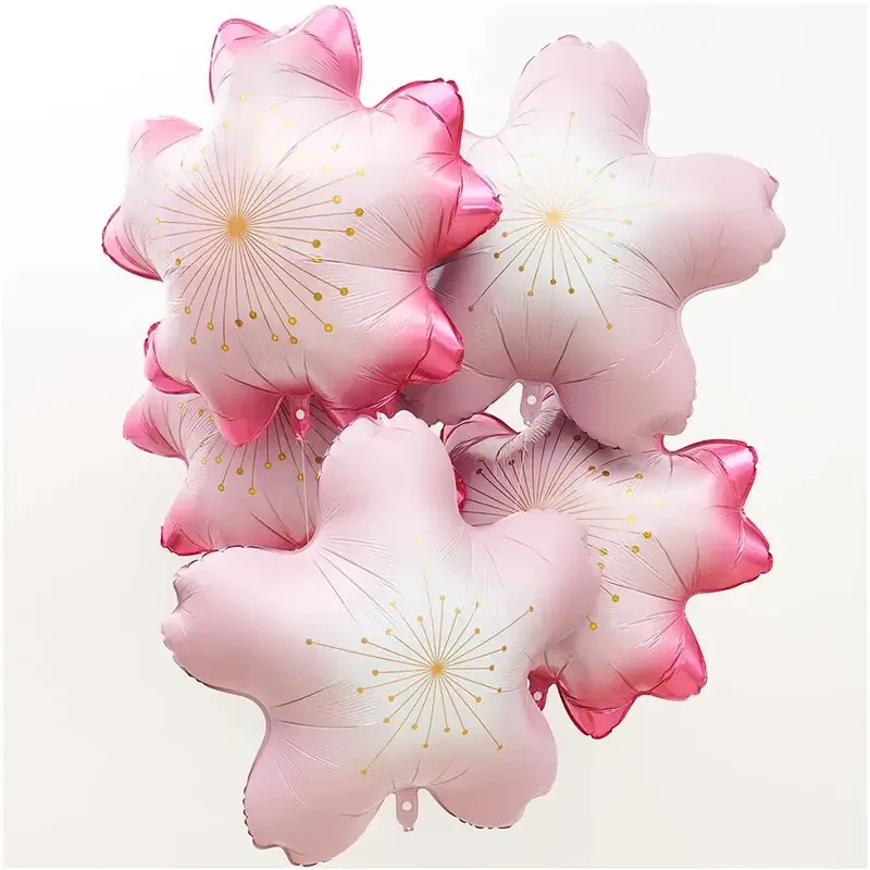 

10pcs Pink Cherry Blossom Aluminum Sakura Balloon Five-pointed Star Balloon Graduation Season Party Decoration Helium Balloon