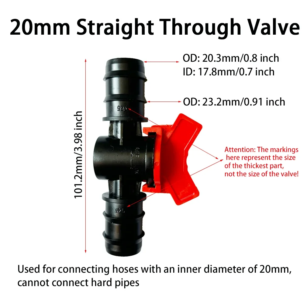 2Pcs barbed ball valve plastic pagoda straight through shut-off switch hose connector for irrigation aquarium garden