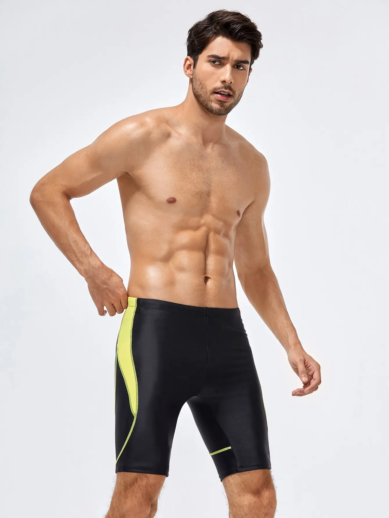 Men Sports Tights Reduce Resistance Swimming Split Bottom