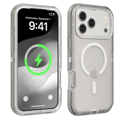Rugged Armor Magnetic Wireless Charging Clear Shockproof Case - iPhone 18 Pro Max (GRAY)