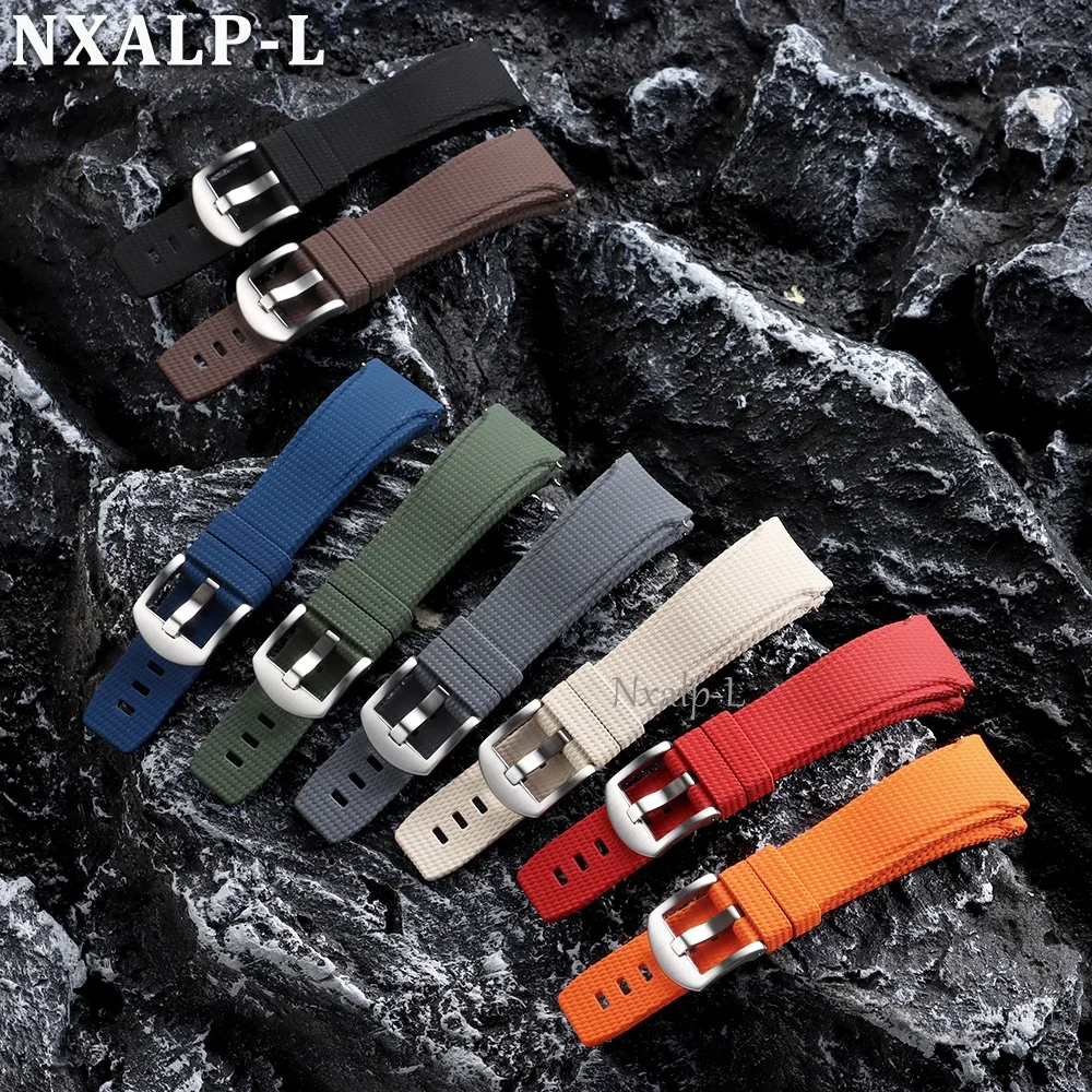 Premium Curved End Waterproof FKM Fluororubber Watch Strap with Quick Release - Available in 20mm, 21mm, 22mm Sizes