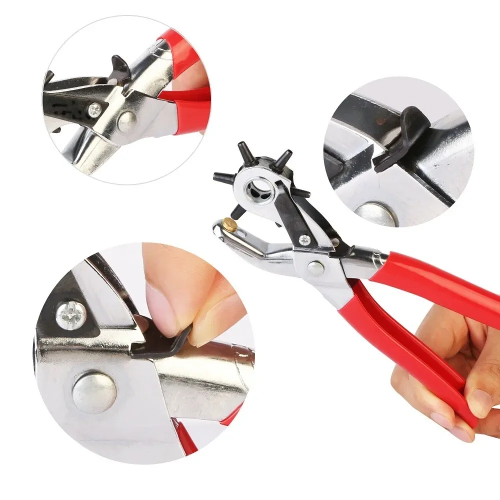 Leather Hole Puncher 6 Size Heavy Duty Revolving for Leather Belt