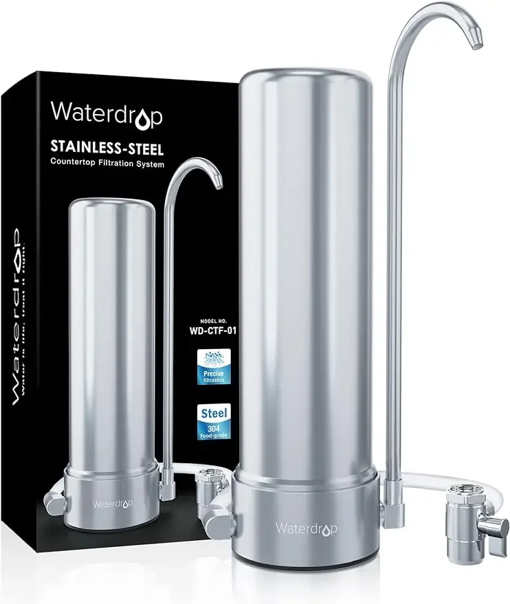 

Waterdrop Countertop Water Filter,NSF/ANSI 42&372 Certified,5-Stage Stainless Steel Faucet Water Filter for 8000 Gallons,Reduces