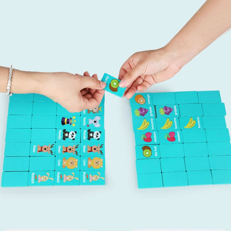 Wooden Dominoes Matching Memory Game Toy for Kids Logic Puzzle Board Game  Montessori Brain Teaser Two-Player for Toddler 5