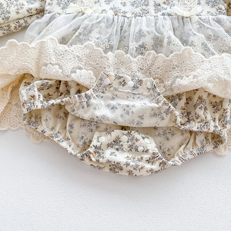 Lace Baby Girls Bodysuit Dress Spring Floral One Piece