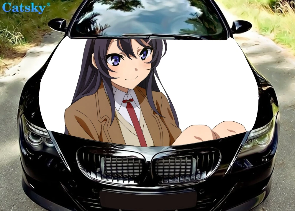 

Mai Sakurajima Peeker Car Floor Mats,Car hood wrap lion decal, bonnet vinyl sticker, full color graphic decal, CUSTOM made