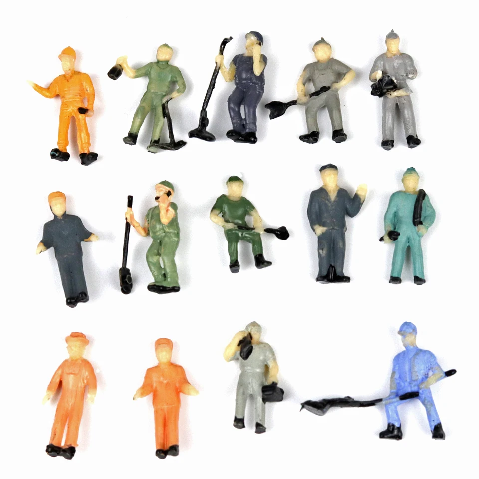 100 Figure In Miniatura Scala 1:87 Per Diorami E Treni Modello - Personaggi Lavoratori, Variamente Dipinti A Mano, Altezza 1,5-2,2 Cm, Per Modellismo Ferroviario HO