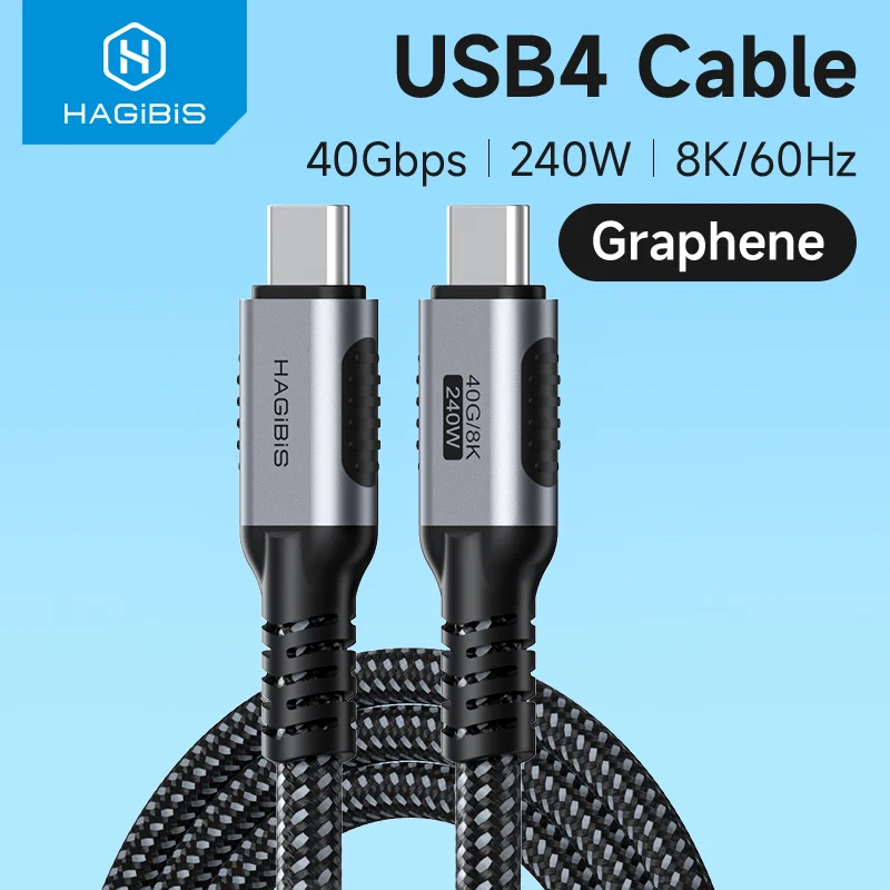 Type C Cable Thunderbolt 4 Cable USB Adapter Cable Hagibis USB4 Compatible with Thunderbolt 3/4 5K@60Hz 40Gbps Data Transfer 100W 5A Fast Charging for Macbook Pro iPhone 16