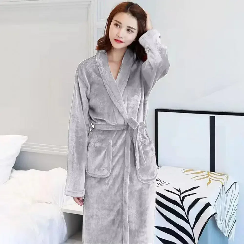 

Home Bathrobe Coral Clothes Bath Sleepwear Nightgown Fleece Shawl Lounge Flannel Women Plush Winter Casual Warm Robe Man