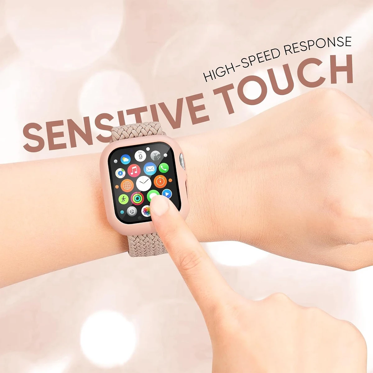 รูปสินค้า สายนาฬิกาไนลอนระบายอากาศ+เคสป้องกันสำหรับ Apple Watch