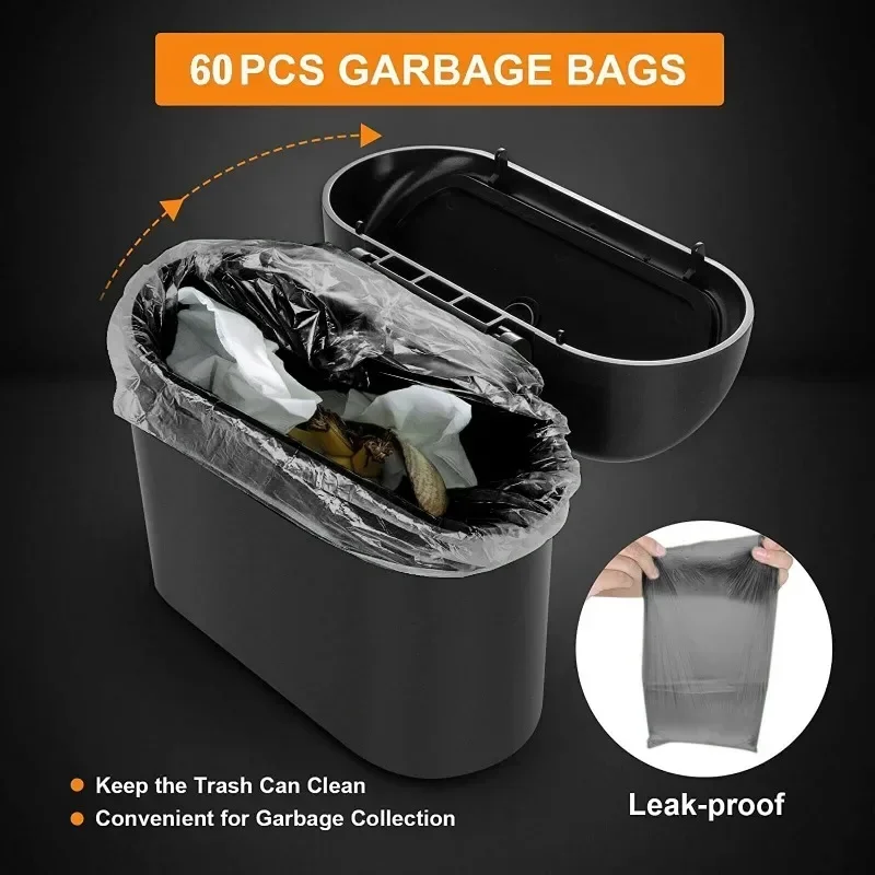 Car Trash Can with Lid Hanging Dustbin Garbage Box Car Interior Storage Case Trash Door Seat Clip Stand Holder Accessories