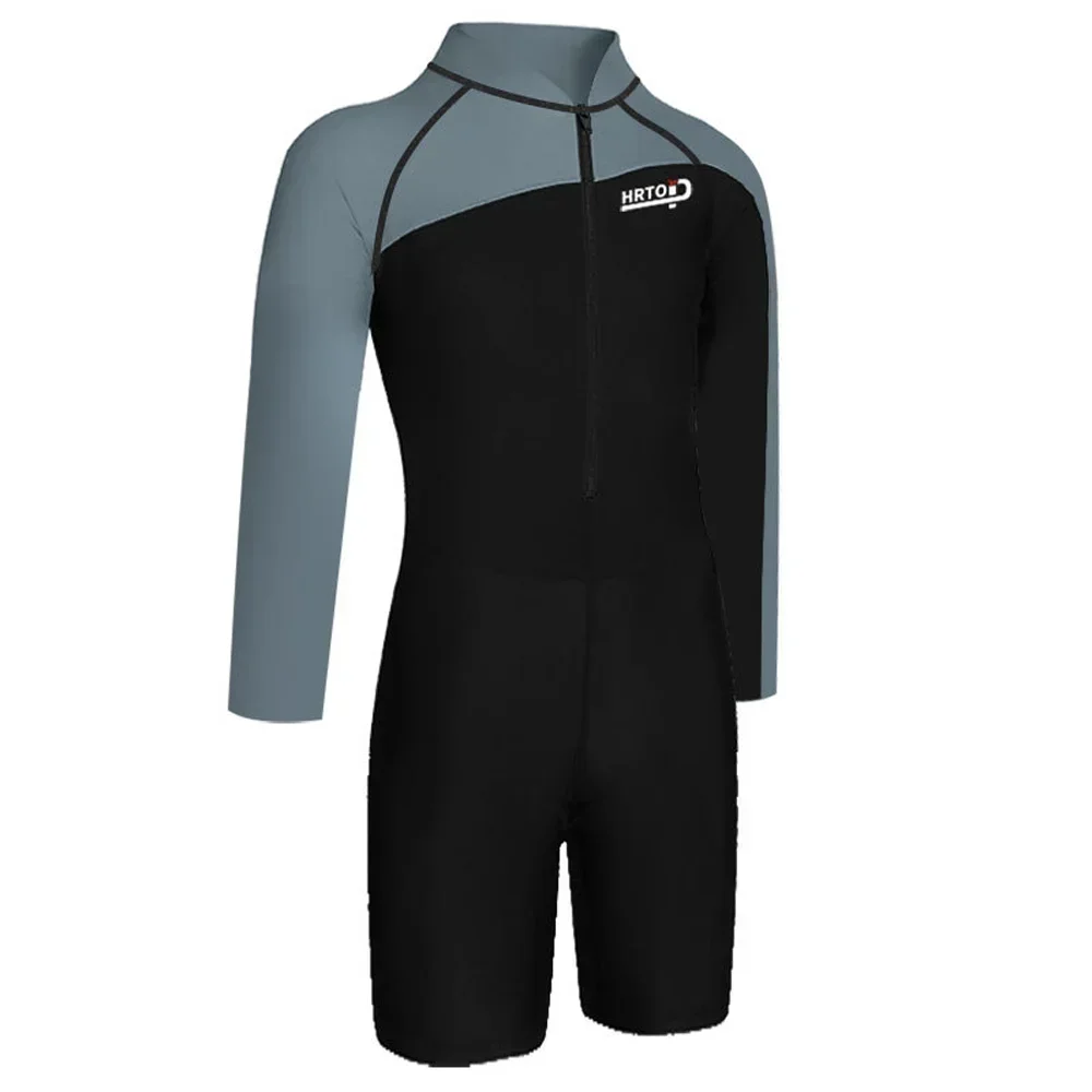 Men's Long-sleeved One-piece Swimsuit Teenager Scuba Diving Surfing Swimsuit Sunscreen Quick-drying Beach Surfing Suit