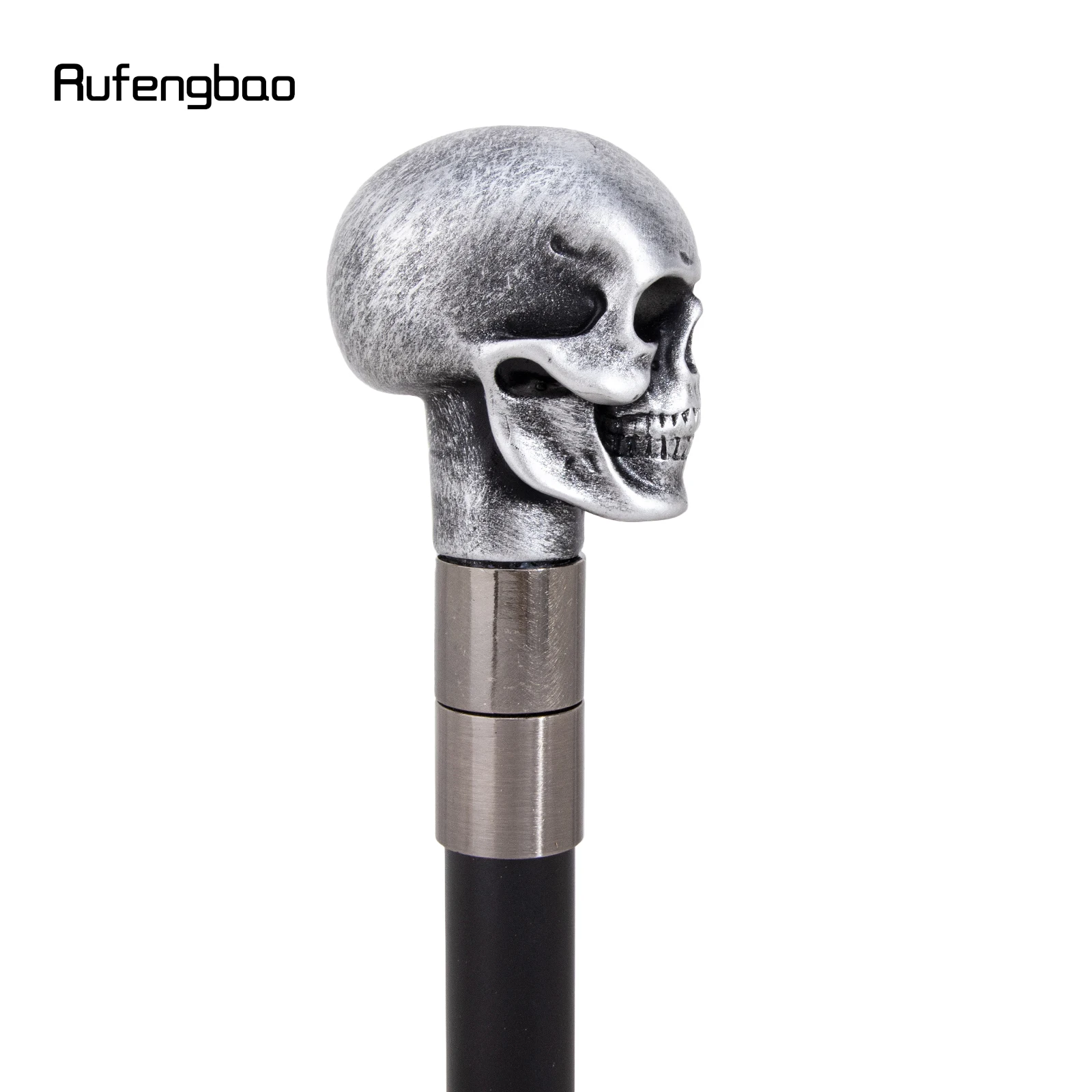 Silver Resin Skull Walking Cane Fashion Decorative Stick Elegant Cosplay Cane Knob Crosier 94cm Performance Stage Cane