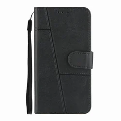 Vintage Leather Wallet Phone Case with Card Slot and Protective Cover for Hot 10 (Black)