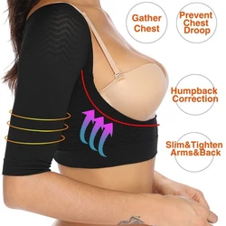 Back Posture Corrector Upper Arm Shaper Belt Women Shoulder Slimmer Compression Shapewear Sleeves Body Shaper Back Support Tops