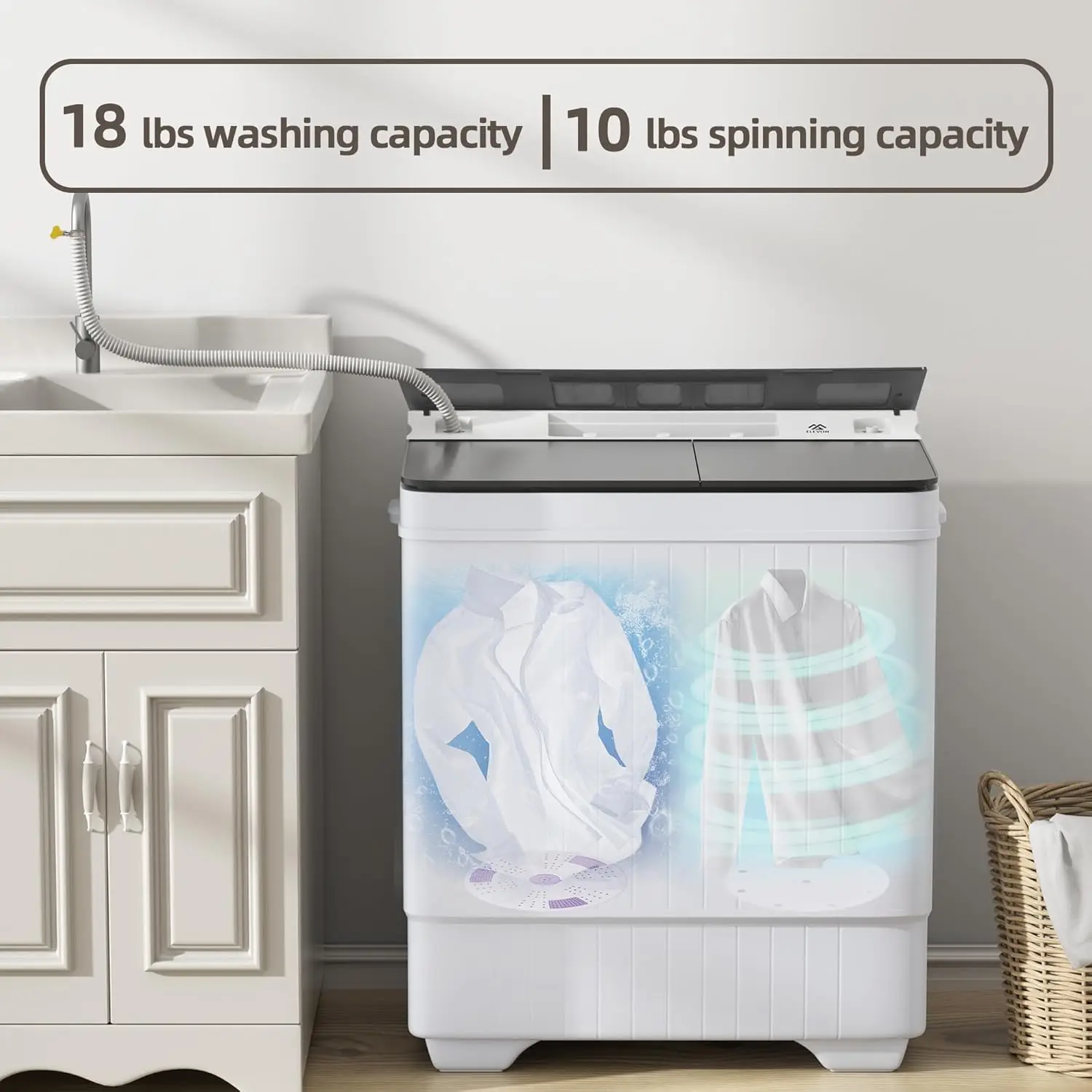 Mini Washing Machine Portable 28lbs Mini Compact Laundry Twin Tub 18lbs 10lbs Spinner Combo Clothes Washer Washing Machine Drain Pump for