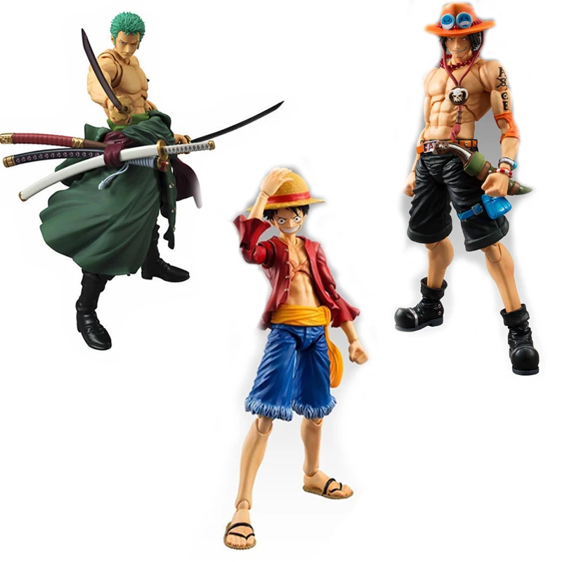 

MH Variable Action Heroes One Piece Portgas D Ace Monkey D Luffy Roronoa Zoro Figurine Birthday Present Desktop Accessories