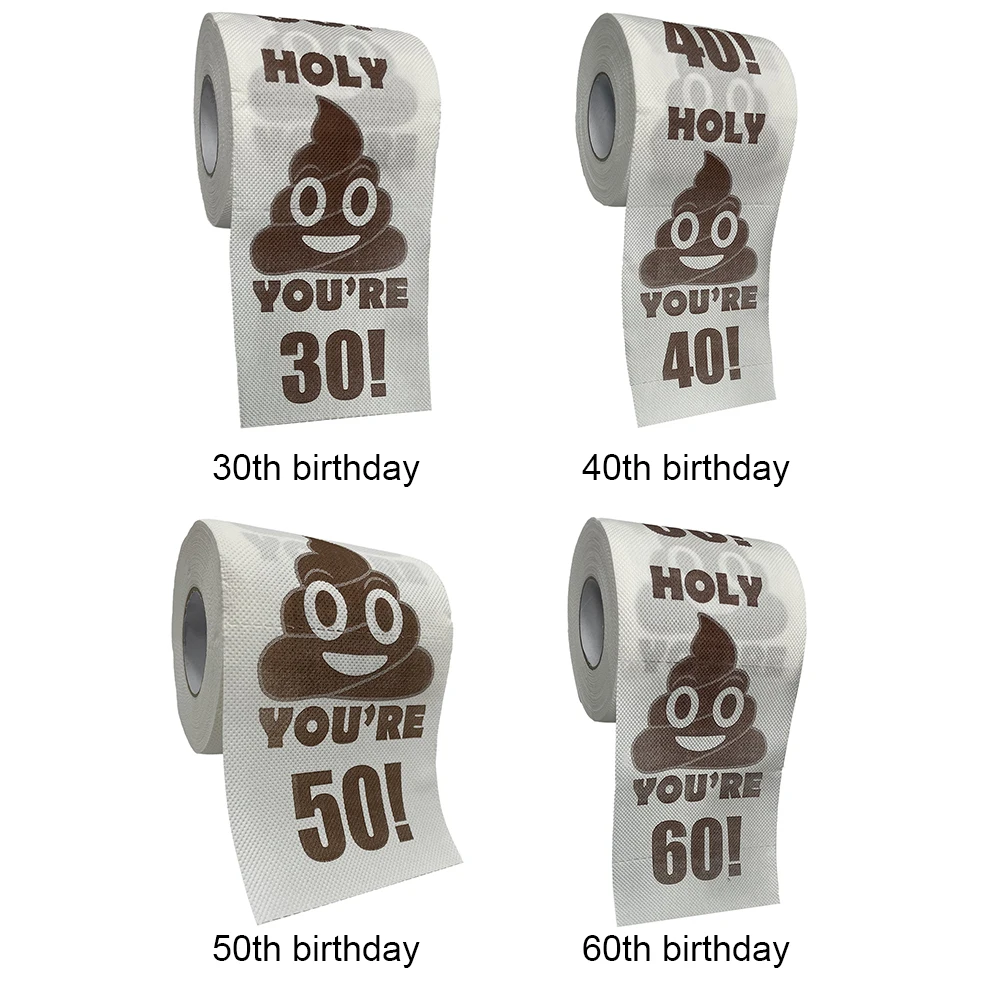 Poop Toilet Paper Roll 1-10Roll Novelty Funny Prank Joke Halloween Party Decorations 30/40/50/60th Birthday Gifts