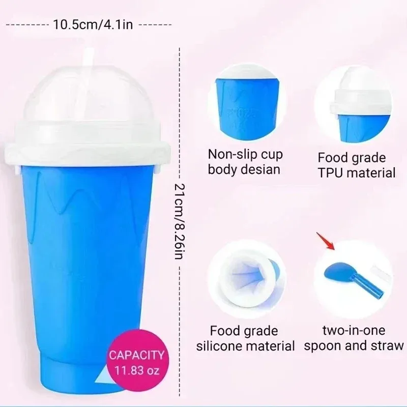 Smoothies Cup Ice Cream Maker Quick-Frozen Silicone Squeeze Cup DIY Milkshake Bottle Slushy Maker Water Bottle Cooling