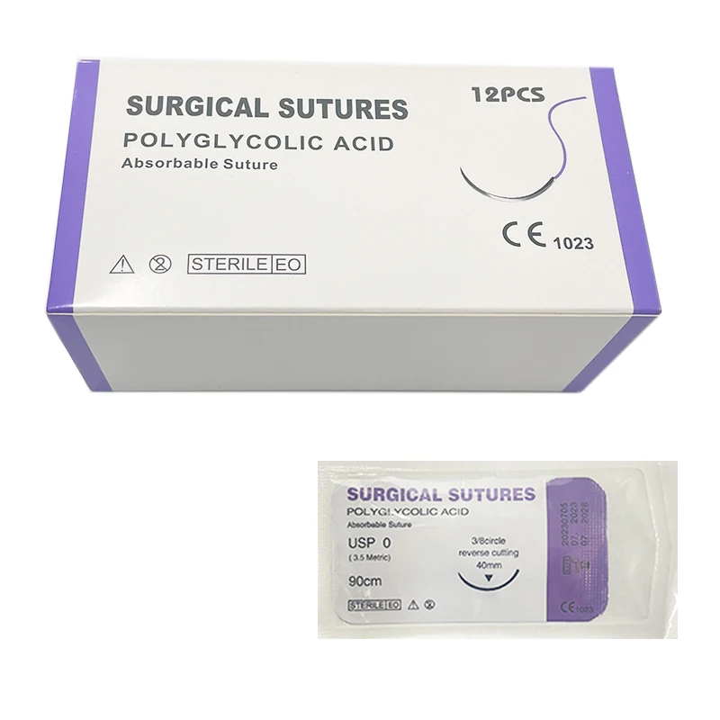 Veterinary surgical PGA sutures VICRYL BRAIDED Polyglycolic Acid absorbable /reverse cutting 3/8 circle Care plus VICRYL BRAIDED