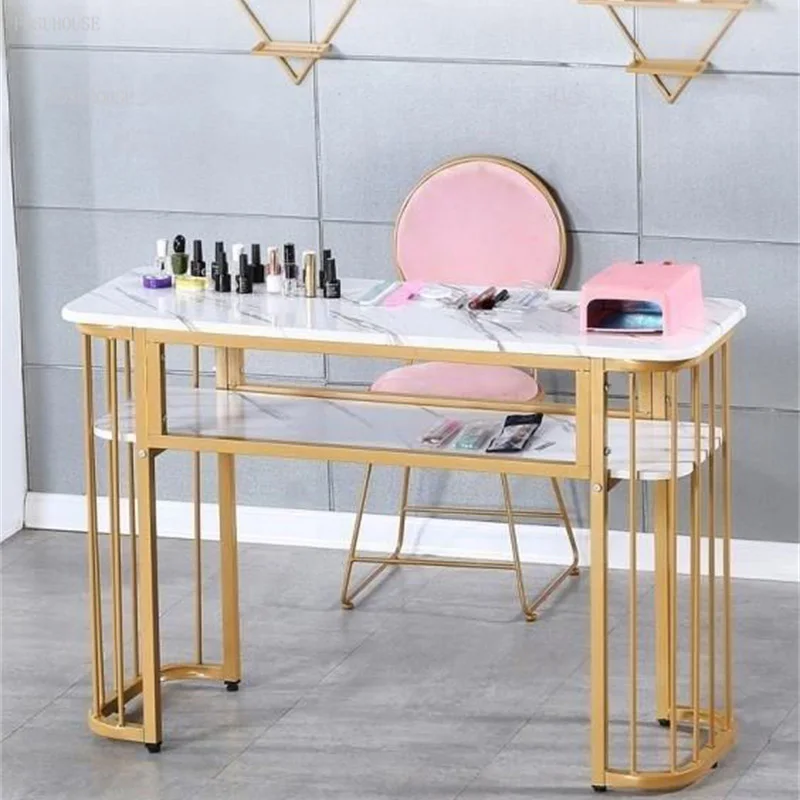 American Double Nail Tables and Chair Set Light Luxury Single Economical Manicure Table Double-layer Professional Manicure Table