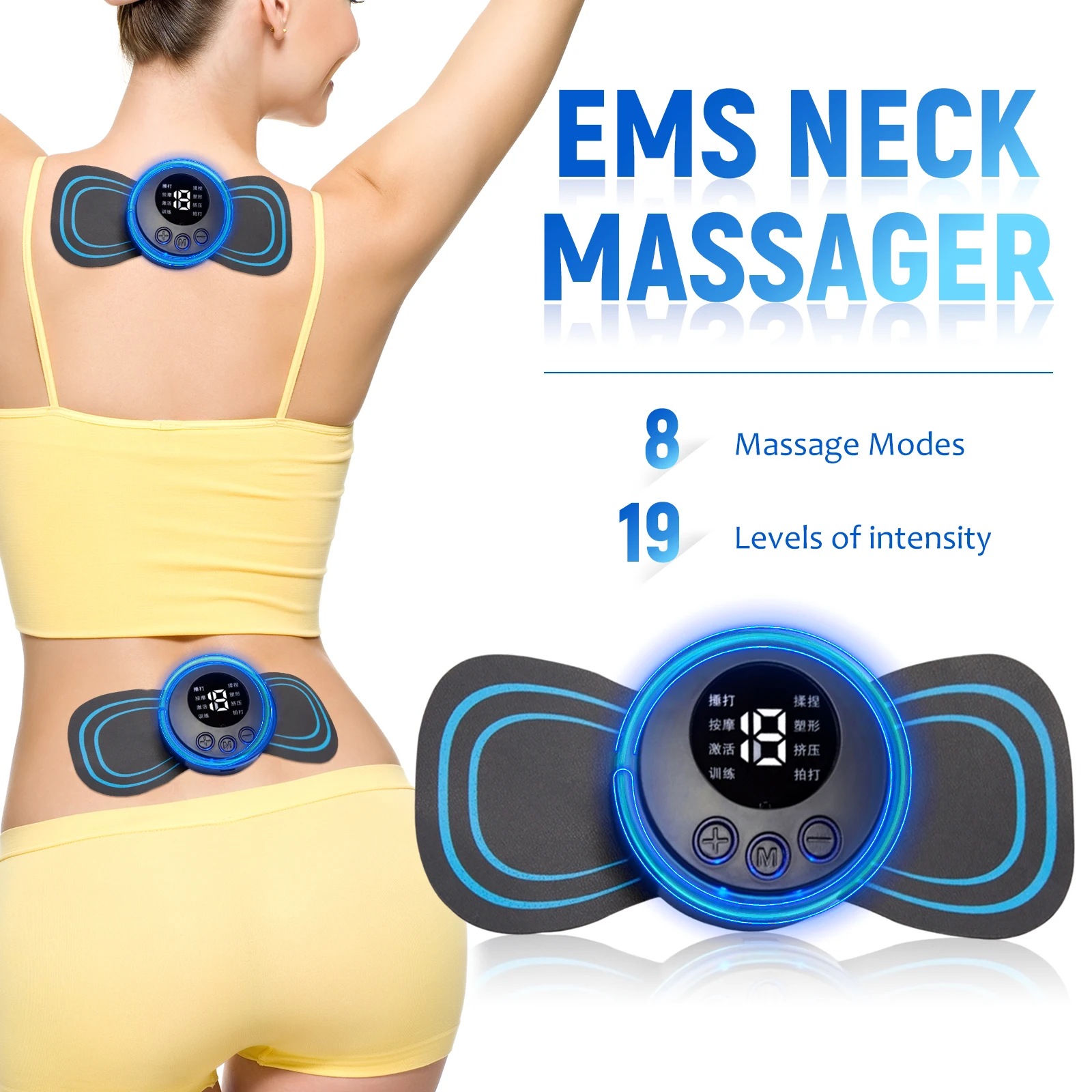 ElectricNeckMassagerLCDDisplayEMSNeckStretcher8ModeCervical