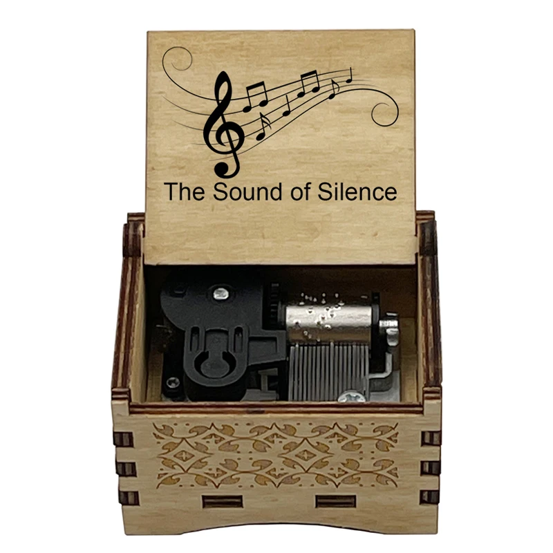 The Sound of Silence Wooden Music Box 18 Note Wind Up Movement Cute Gift Present Friends Birthday Family Festival Party music box carousel music box