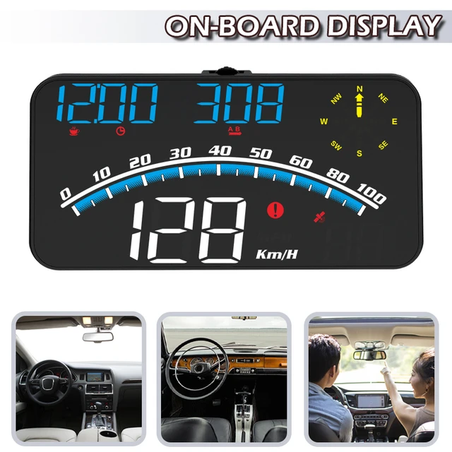 Shopping G12 HUD GPS Digital Car Tachometer Windschutzscheibe  Saugnapfbecher-montage-kopf-up-display - Blau+weiß in China