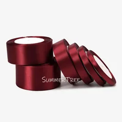 Elegant Satin Ribbon for Gift Wrapping and Craft Decoration - 25 Yards, Multiple Widths (Burgundy)